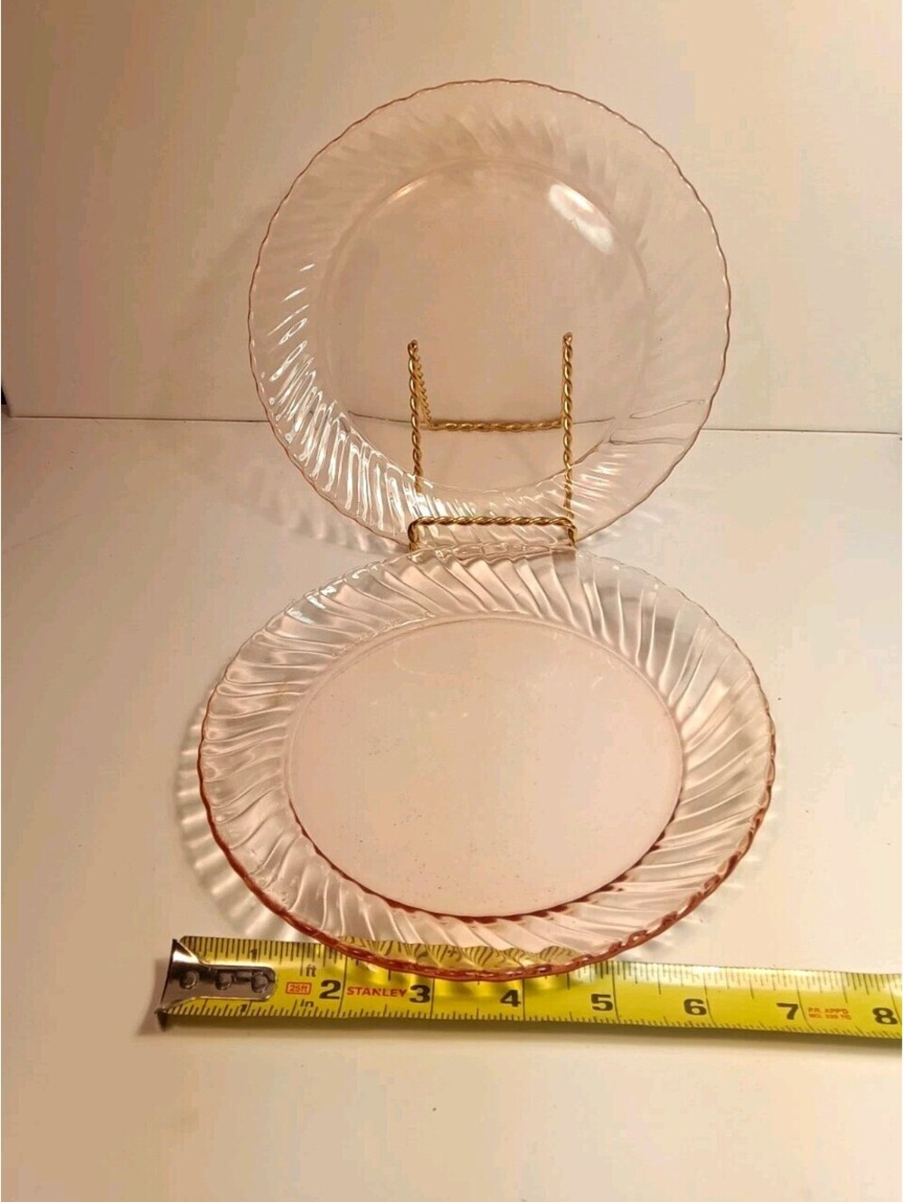 Vintage Arcoroc France Rosaline Pink Swirl Salad Plates 7.75" Set of 2